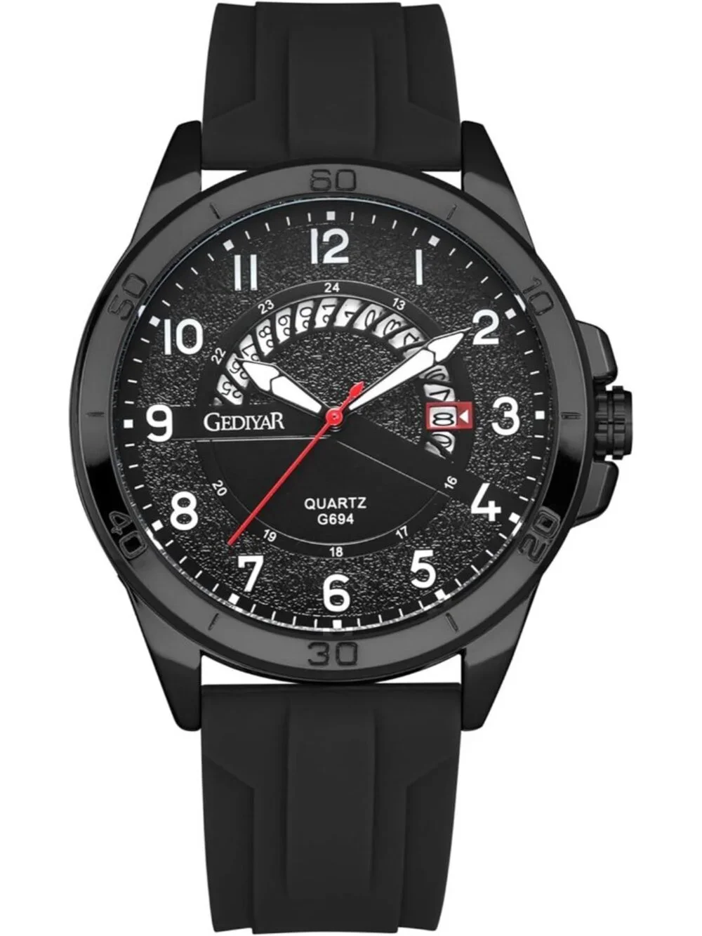 Men's Black Analog Quartz Silicone Strap Military Stylish Waterproof Wrist Watch